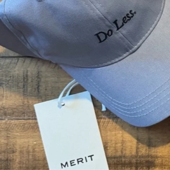 NWT Merit Beauty Blue Baseball Cap with Embroidered "do less" - Picture 4 of 4